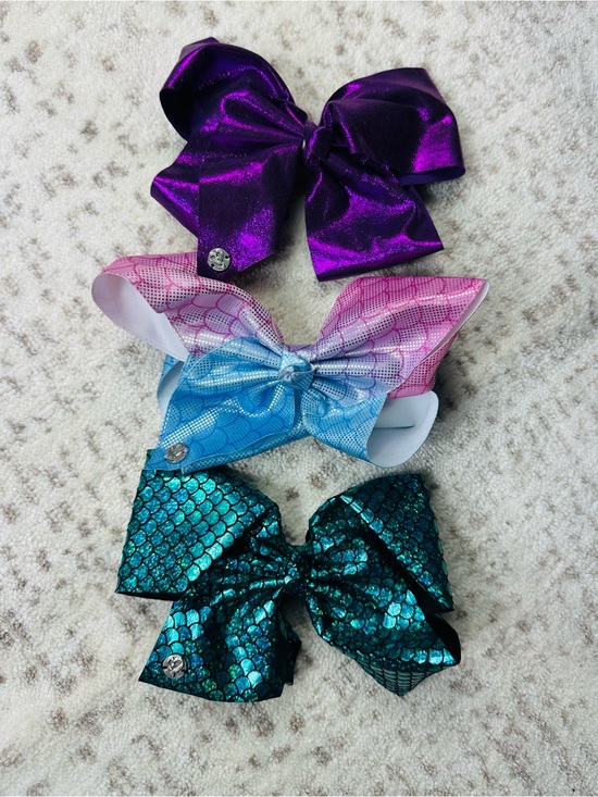 Justice Other - Justice Purple, Pink/Blue Ombre, and Teal Mermaid Hair Bows - Set of 3